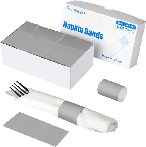 Vista 16 de Germiwipe - 2500 servilletas autoadhesivas de papel negro Bandas de cubiertos, servilleteros perfectos para fiestas de cumpleaños, bodas