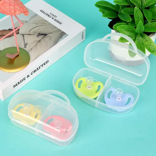 Vista 3 de Accmor Funda para chupete, contenedor para chupete puede almacenar 2 chupetes, funda para chupete de bebé para viajes, sin BPA, transparente