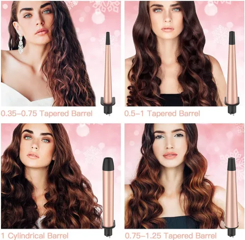 Vista 9 de USTAR Varita rizadora 5 en 1 para cabello largo, barriles de cerámica intercambiables de 0.35 a 1.25 pulgadas, rizador de viaje de doble voltaje