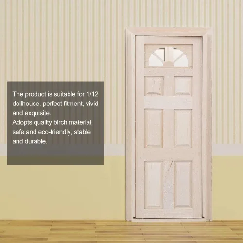 Vista 6 de Puerta de casa de muñecas, 1:12 casa de muñecas de madera en miniatura simulada puerta mini ventana modelo juguete accesorio Cargostrap casa