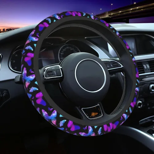 Vista 10 de Funda para volante MINIOZE de ojos malvados azules con luna mágica, accesorios para automóvil, linda para mujeres y niñas, universal de 15 pulgadas