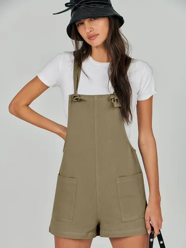 Vista 3 de ANRABESS Overol de verano para mujer, holgado, sin mangas, con tirantes ajustables, con bolsillos