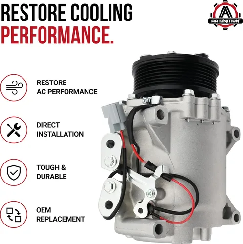 Vista 2 de Compresor de CA Honda CRV - Compatible con vehículos Honda CR-V 2002-2006, 2.4L - Reemplaza al compresor de aire acondicionado HVAC 10663AC