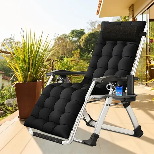 Vista 6 de DoCred - Silla reclinable plegable cómoda para dormitorio y sala de estar, silla de patio con cojín extraíble para interiores y exteriores
