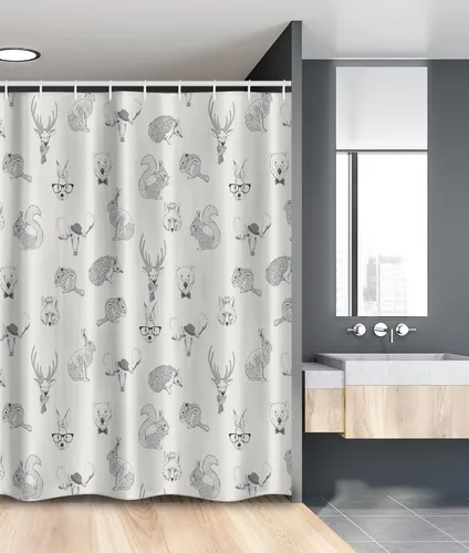 Vista 137 de Ambesonne Decor Collection, juego de cortina con ganchos para regadera Amarillo y marrón