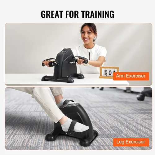 Vista 4 de VEVOR Ejercitador de pedal de bicicleta para debajo del escritorio, mini bicicleta estática para ejercicio de brazos/piernas, ejercitador de pedal