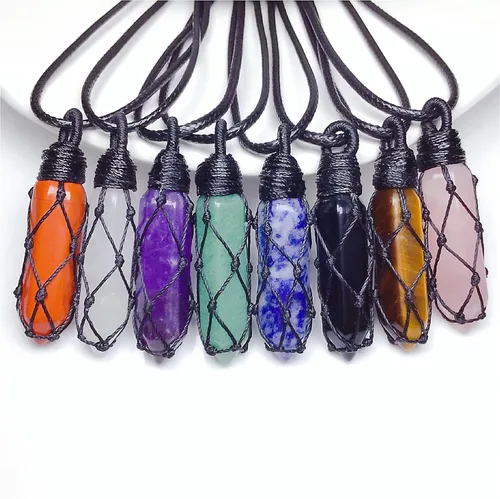 Vista 4 de EDENS CALL Healing Hexagonal Crystal Point Pendant Necklace for Unisex Adjustable Dainty Natural Stone Pendulum Amulet for Good Luck