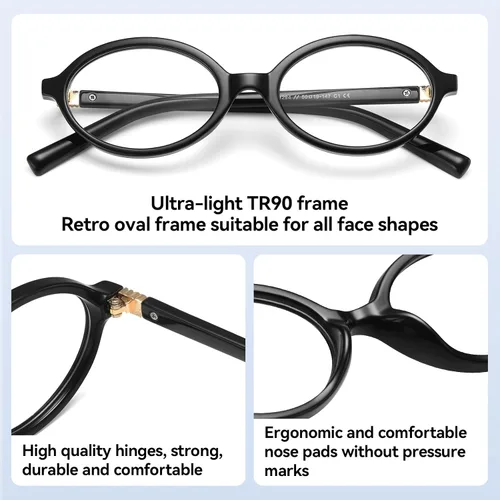 Vista 4 de Dollger Oval Blue Light Glasses for Women Men Fashion Retro 90s Small Frame Computer Glasses
