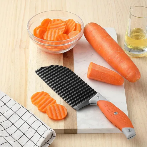 Vista 6 de VITUER Cortador arrugado para verduras, cuchillo de corte arrugado para papas fritas, verduras, papa, pepino, zanahoria y fruta, cortador de papas