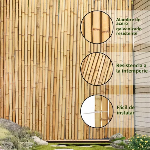 Vista 7 de Rollo de valla de bambú natural de 4 pies x 6 pies, valla de privacidad exterior de bambú, paneles de pantalla de privacidad natural para jardín, al
