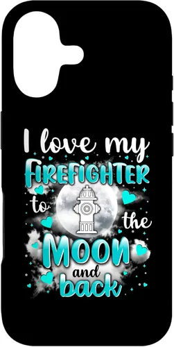 Vista 32 de Firefighter Wife I love my husband to the moon and back - Carcasa para iPhone 16