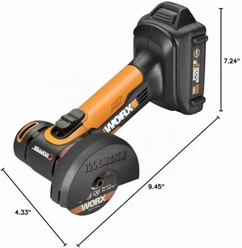Vista 6 de WORX - Mini cortador inalámbrico, 20 V, 3 pulgadas, WX801L One-Hand Operation for Metal, Tile, Thin Concrete and Plastic, 19,000 RPM, Battery and