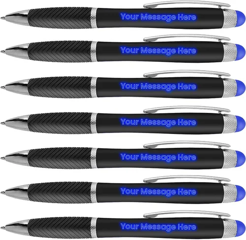Vista 9 de Bolígrafos personalizados, paquete de 100 unidades, grabado láser sin granel, bolígrafo de 3 pulgadas, lápiz óptico y área personalizada con luz