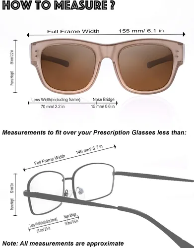 Vista 3 de The Fresh - Lentes de sol polarizados, de alta definición y envolventes para uso sobre anteojos - Estuche de piel para anteojos