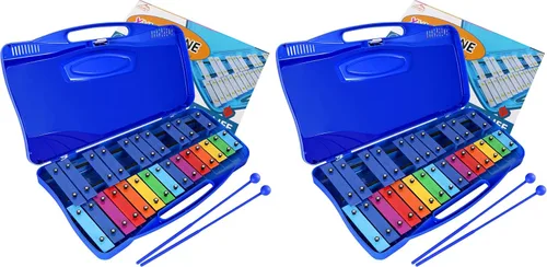 Vista 6 de EASTROCK 25 Notas Xilófono profesional Glockenspiel con caja Stick Negro Aluminum Alloy Piano Keys ABS Hard Storage Box Percussion Instrument Kit