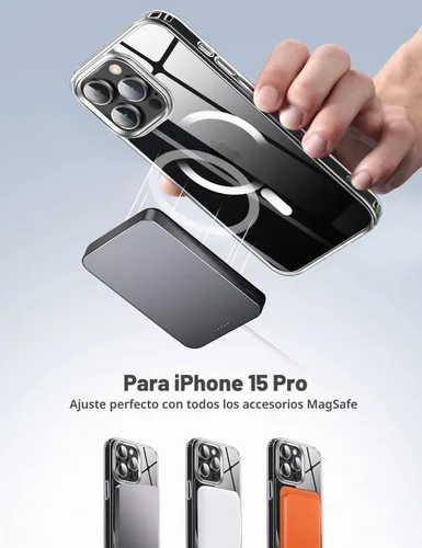 Vista 2 de Tigowos - Funda compatible con iPhone 15 Pro, con MagSafe, resistente a caídas de 10 pies, cubierta trasera de aspecto mate, llaves de aleación