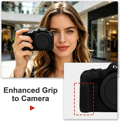 Vista 5 de Leayjeen Funda protectora de silicona compatible con cámara Canon EOSR50, carcasa protectora de silicona suave para cámara R50, con cubierta