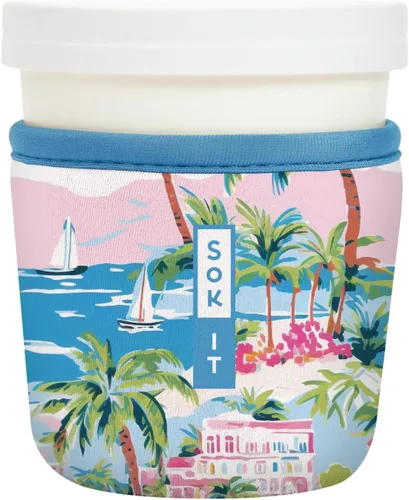Vista 65 de Sok It IceCreamSok - Funda de neopreno aislada (flores abstractas, pintas de helado cónicas)