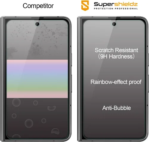 Vista 2 de Supershieldz Protector de pantalla de vidrio templado diseñado para Google Pixel Fold (solo pantalla frontal), antiarañazos, sin burbujas