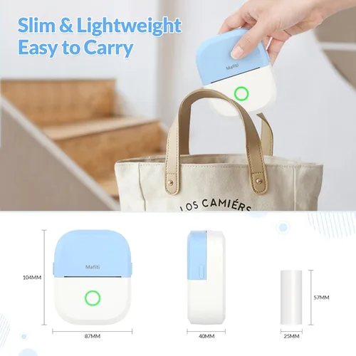 Vista 7 de mafiti Mini impresora adhesiva portátil térmica sin tinta inalámbrica Bluetooth para teléfono con dibujo AI, para notas de estudio, fotos, álbumes