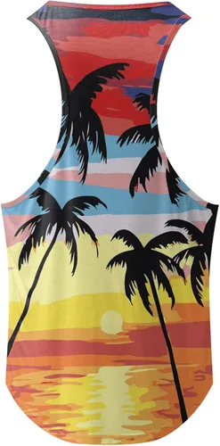 Vista 4 de EELHOE Camisetas sin mangas para hombre, de algodón, casual, estampado de acuarela, ajuste holgado, cuello en V, sin mangas, chaleco básico de verano