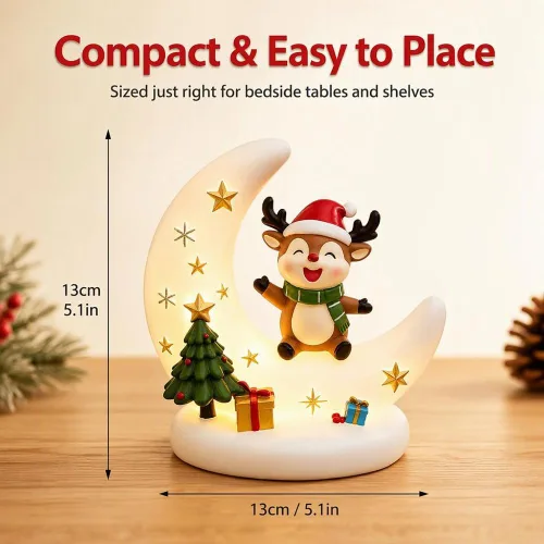 Vista 7 de Luces nocturnas de Navidad, 2027 nueva figura de luna de Papá Noel con luz Muñeco de nieve