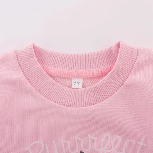 Vista 3 de NUBEEHOHO Sudaderas para niñas pequeñas, cuello redondo, sin botones, de manga larga, para invierno, casual, ropa 2T-7T