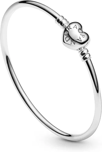 Vista 3 de Silver Pandora Bangle with Heart Logo Clasp