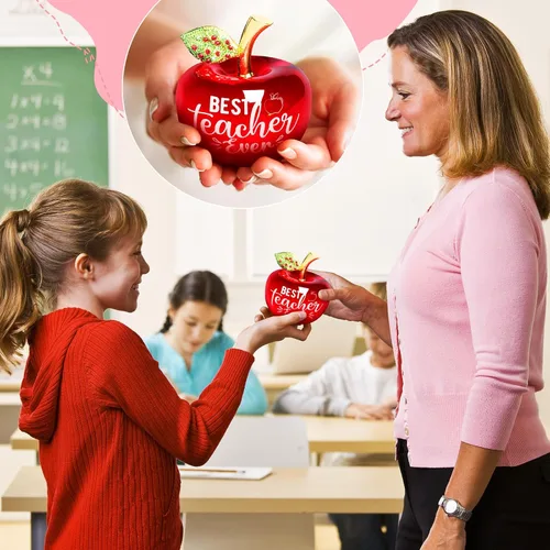 Vista 4 de Yookeer Regalos de agradecimiento para profesores, pisapapeles acrílico de manzana de 3 pulgadas, el mejor regalo para profesores, regalo