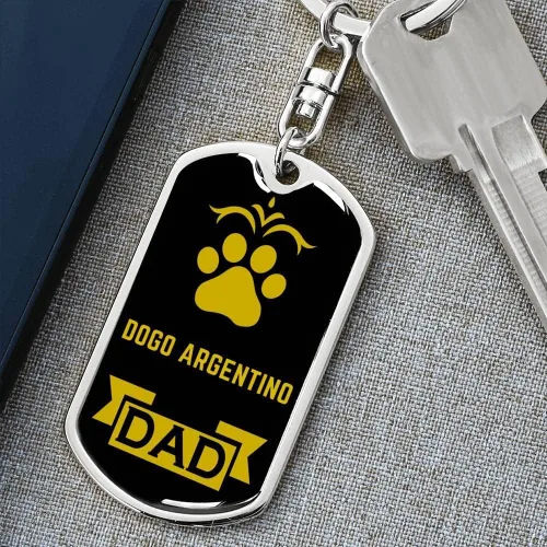 Vista 6 de Express Your Love Gifts Dogo Argentino Keychain Stainless Steel or 18k Gold