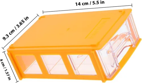 Vista 3 de Caja organizadora de cajones de escritorio modular apilable con múltiples contenedores de almacenamiento de plástico amarillo compacto