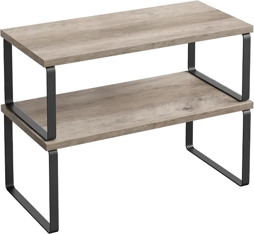 Vista 21 de SONGMICS Estante Organizador de Gabinete, Juego de 2 Estantes de Encimera de Cocina, Almacenamiento de Cocina, Estante de Especias, Apilable