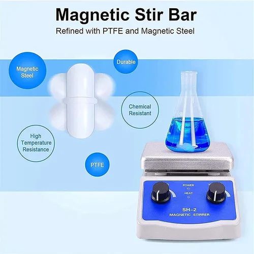 Vista 2 de Powerful Lab Magnetic Stirrer, Magnetic Stirrer Hot Plate with Heating, 180W Heating Power 0-1600 RPM with Support Stand