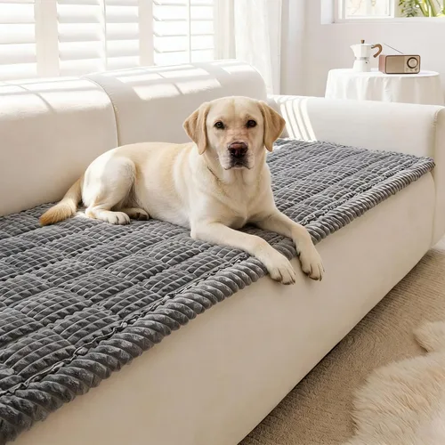 Vista 8 de Funda para sofá para perros lavable, fundas para sofá para mascotas antideslizantes para sofá, manta para sofá de perro peluda para protector de Gris