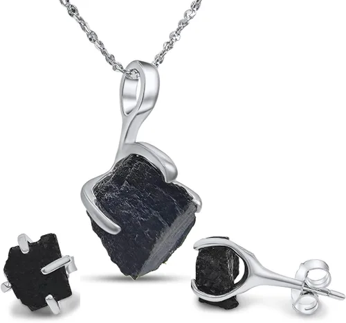 Vista 83 de Juego de joyas de piedras preciosas crudas reales con plata de ley 925 chapada en oro real, collar y aretes de piedra natal, regalo para ella por