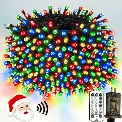 Vista 22 de Luces de Navidad controladas por voz con control remoto, cadena de 300 luces LED de 99 pies para interiores y exteriores con 12 modos, 3