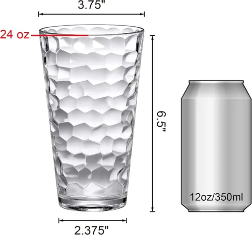 Vista 5 de Amazing Abby - Iceberg - Vasos de plástico de 24 onzas (juego de 8), vasos de plástico para beber, bolas altas totalmente transparentes, vasos