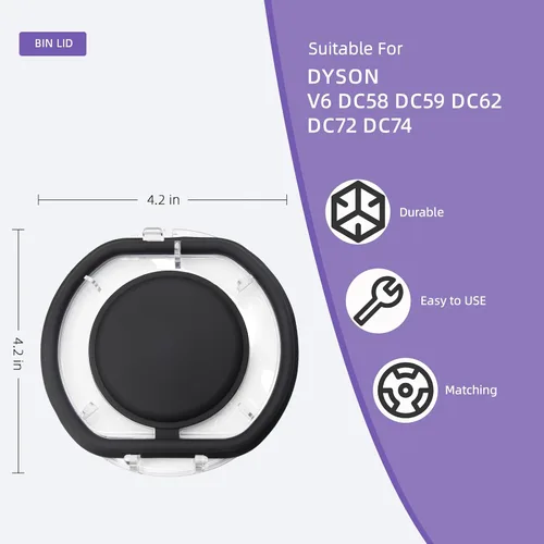 Vista 2 de Tapa de repuesto para depósito de polvo para aspiradora Dyson V6 DC58 DC59 DC62 DC72 DC74, accesorios para tapa de cubo de polvo