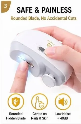 Vista 3 de Cortaúñas eléctrico, recortador de uñas automático y pulidor para uñas, herramienta eléctrica recargable con almacenamiento de recortes para adultos