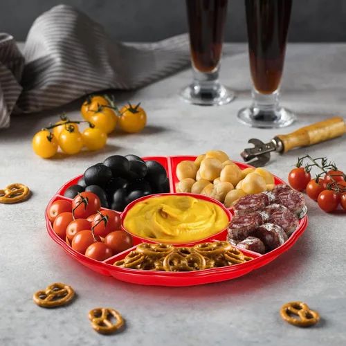 Vista 6 de Frcctre Paquete de 20 platos desechables de plástico para servir aperitivos, 12 pulgadas, 6 seccionales divididos para aperitivos, nueces, dulces