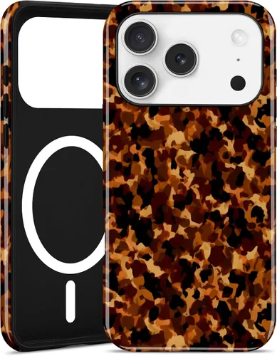 Vista 78 de Jusy Compatible con MagSafe Brown Tortoise Shell Print Phone Case para iPhone 7/8/SE, funda protectora magnética de lujo de TPU suave
