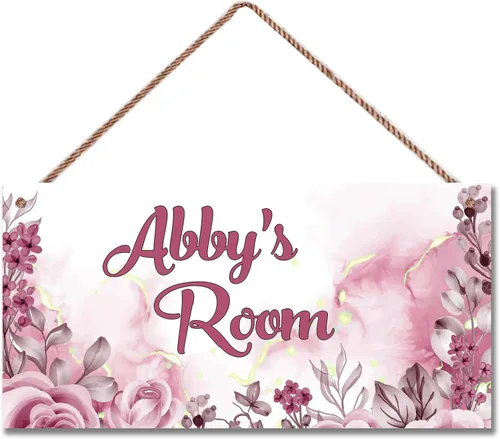 Vista 18 de Letrero de dinosaurio personalizado, bonito arte de dibujos animados para habitación de niños, decoración de pared de puerta, placa de arte floral