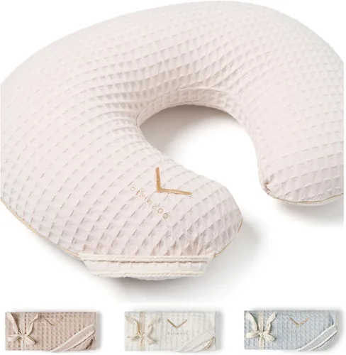 Vista 9 de Funda orgánica para almohada de lactancia • Calidad Premium 100% algodón Oeko-Tex Standard • Funda para lactancia materna y almohada de biberón •