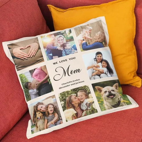 Vista 2 de Bivei Funda de almohada personalizada con imagen y texto, almohada decorativa personalizada para mamá, funda de almohada personalizada para fotos