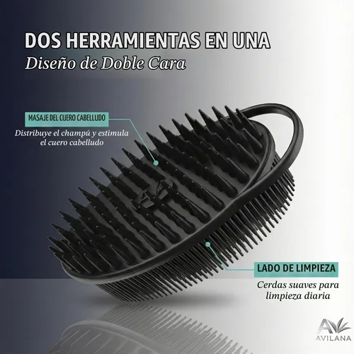 Vista 4 de Avilana Cepillo de champú masajeador de cuero cabelludo premium, 8 años de confianza desde 2017, limpiador de silicona certificado SGS, cerdas Negro