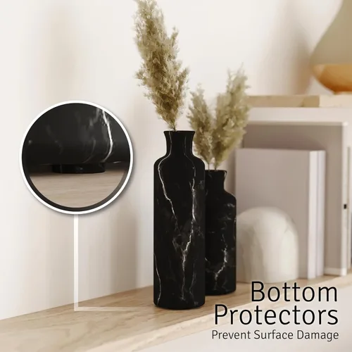 Vista 5 de Creative Scents Juego de jarrones con aspecto de mármol negro, jarrones para decoración del hogar, calidad premium para sostener hierba de pampa