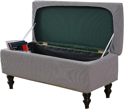 Vista 12 de Fundas otomanas rectangulares, fundas elásticas para reposapiés, funda de banco de almacenamiento, protector de muebles para reposapiés para sala