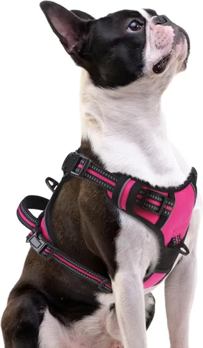Vista 47 de PUPTECK Arnés táctico sin tirones para perro, tamaño mediano, arnés reflectante ajustable con asa para perro, de fácil control, cómodo y suave