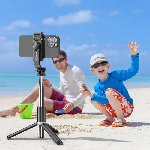 Vista 9 de Trípode para selfie, todo en uno, extensible y portátil, para iPhone, con control remoto inalámbrico, compatible con iPhone 17, 16, 15, 14, 13, 12