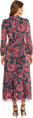 Vista 3 de Maggy London Vestido largo con cuello de volantes para mujer con detalle fruncido en la cintura, ocasión para eventos